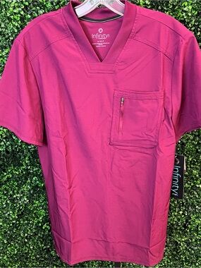 NWT Cherokee Infinity Mens Wine Scrub Top Size Small